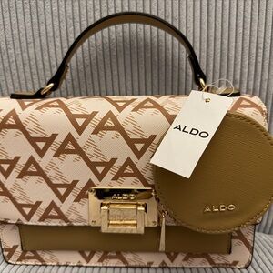 Aldo Designer Handbag Tan Cream Pattern
New With Tags